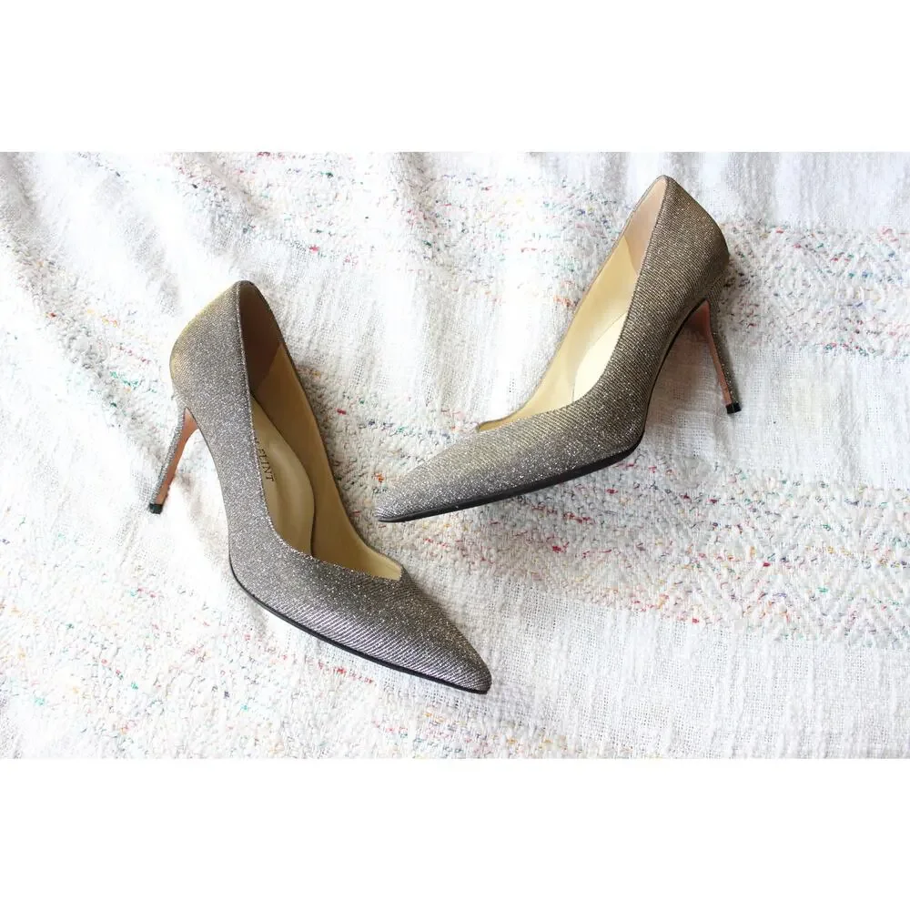 Sarah Flint Perfect Pump 100 Gunmetal Lame Glitter Metallic Heels Size 39